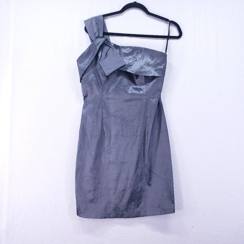 Eureka Mini Dress Juniors Size Large Gray Shiny One Shoulder Party Formal Prom
